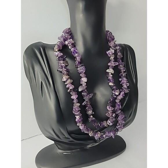 Vintage Premier Designs Purple Stone Chips Beaded Necklace Flapper Opera Jewelry - Picture 7 of 15